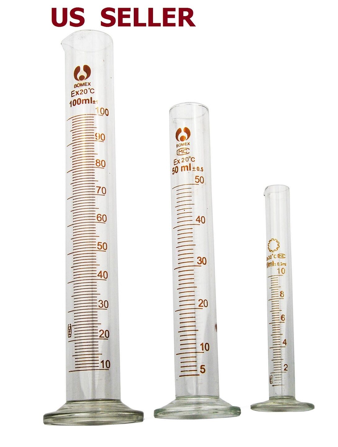 Scientific Glass Graduated Cylinder Measuring Cylinder  10ml 25ml 50ml 100ml